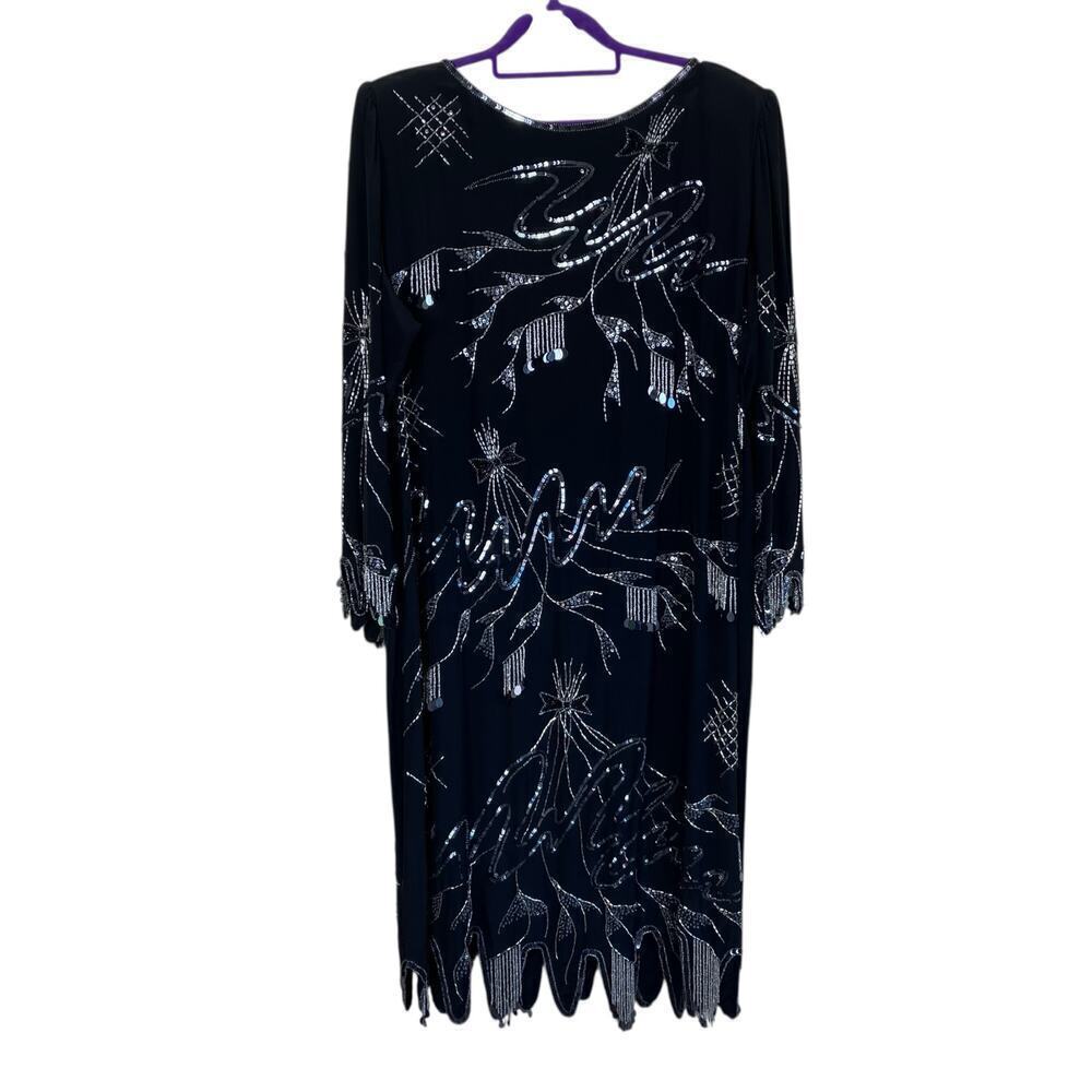 Argenti Sz 24 Vintage Heavily Beaded Silk Flapper Dress Gatsby Dress Party Glam